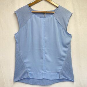 Vince Camuto Sleeveless Boat Neck Cotton/ Chiffon Top Women Small Light Blue